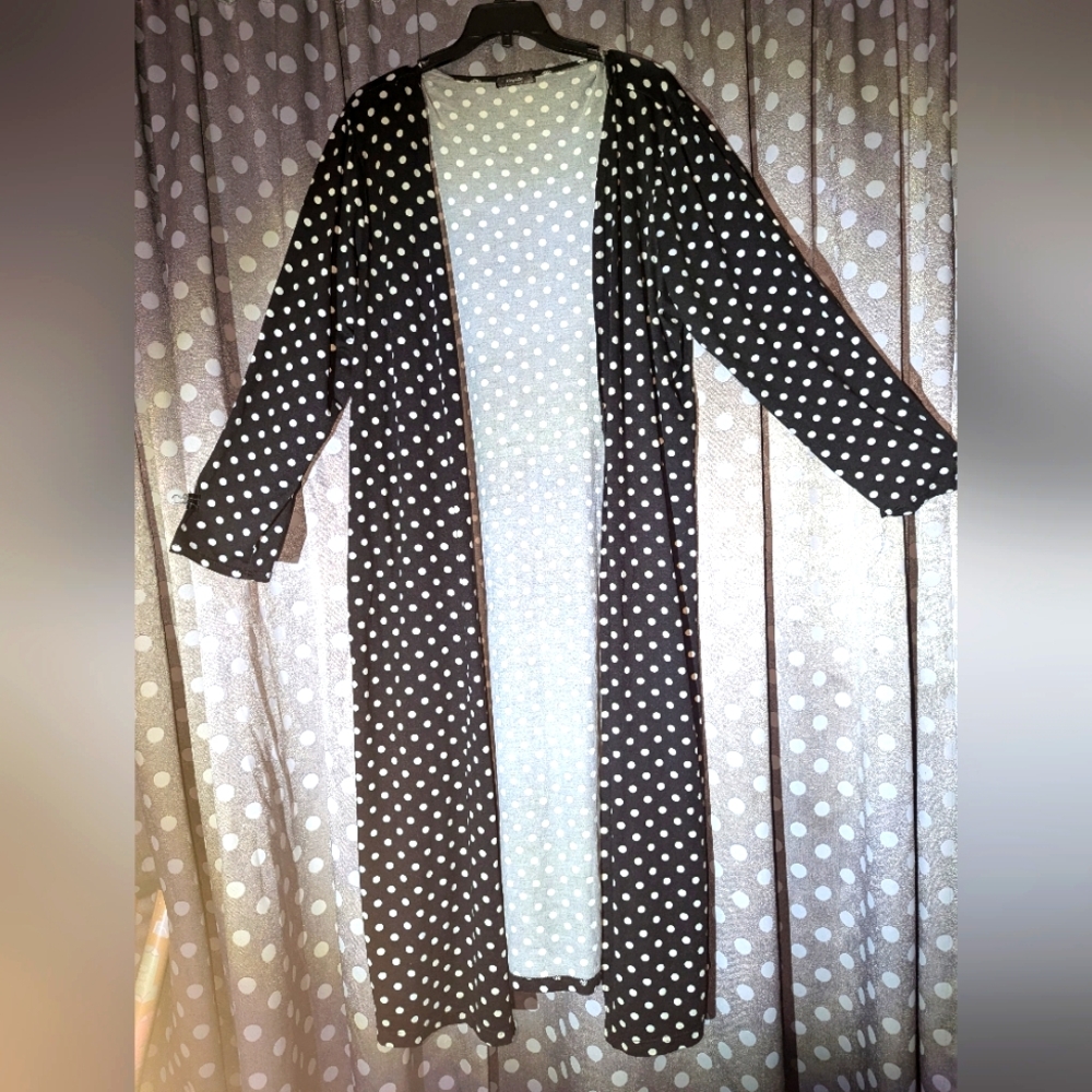 STORY TELLER Open Long Polka Dot Cardigan 1x